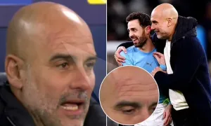 Guardiola lại cào xước trán Guardiola lại cào xước trán